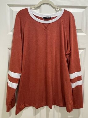 Automet Rust Long-Sleeve with White Stripe Detail